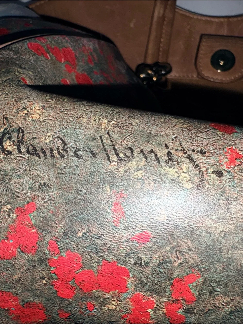 Icon Los Angeles Vintage Leather Tote Bag Claude Monet Poppy Field Art Handbag